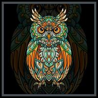 Colorful Owl bird mandala arts. vector