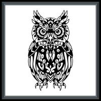 Owl head tribal tattoo mandala arts. vector