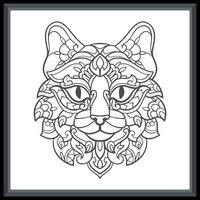 gato cabeza mandala letras aislado en blanco antecedentes. vector