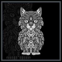 monocromo gato cabeza mandala letras. vector