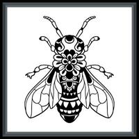 aguijón abeja tribal tatuaje mandala letras vector