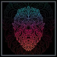 Gradient Colorful Lion head mandala arts. vector
