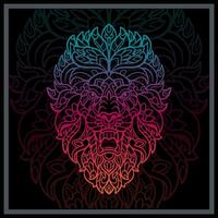 Gradient Colorful Lion head mandala arts. vector