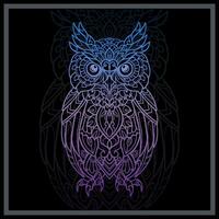 Gradient Colorful Owl bird mandala arts. vector