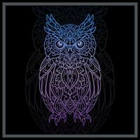 Gradient Colorful Owl bird mandala arts. vector