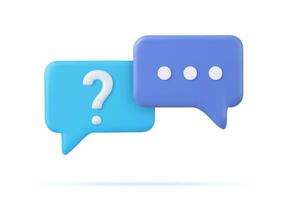 3d rendering faq icon, question mark with bubble chat vector