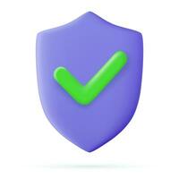 3d Shield protected icon with check. Security, guaranteed icon. Vector illustration