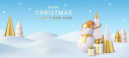 3d Merry Christmas background vector