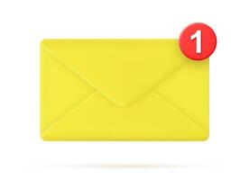 3d closed mail envelope icon with marker new message isolated on white background. incoming mail notify, newsletter and online email concept. 3d envelope render. Vector illustration