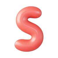 3d letter S uppercase, Realistic 3d design in cartoon balloon style. Isolated on white background. 3d rendering. Vector illustration