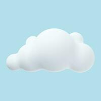 3d realistic simple clouds isolated on blue background. Render soft round cartoon fluffy clouds icon in the sky. Vector illustration