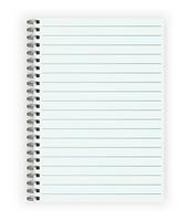 Blank realistic horizontal lined notebook with shadow. Copybook with blank opened ruled page on metallic spiral, dairy or organizer mockup or template for your text. vector illustration.