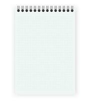 Blank realistic dots notebook with shadow. Copybook with blank opened ruled page on metallic spiral, dairy or organizer mockup or template for your text. vector illustration.