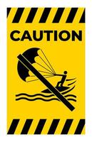 Water Safety Sign Attention, No Kite Surfing vector