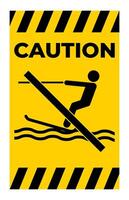 Water Safety Sign Attention, No Water Skiing vector