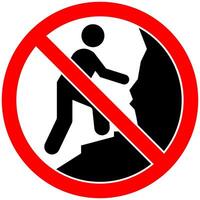 Campground Sign, No Climbing on Rocks vector