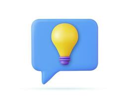 3D trendy cartoon style light bulb icon. Idea, solution, business, strategy concept. vector