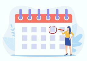 Female Circle Date on Calendar Planning Important Matter. Time Management and deadline concept, Work Organization and Life Events Notification, Memo Reminder. Vector illustration in flat style