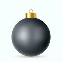 3d negro Navidad pelota aislado en blanco antecedentes. . nuevo año juguete decoración. fiesta decoración elemento. 3d representación. vector ilustración