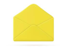 3d Render open mail envelope icon isolated on white background. new read email notification. Vector illustration