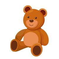 dibujos animados osito de peluche oso con rojo arco. oso felpa juguete. oso de peluche icono aislado en blanco antecedentes. vector ilustración en plano estilo