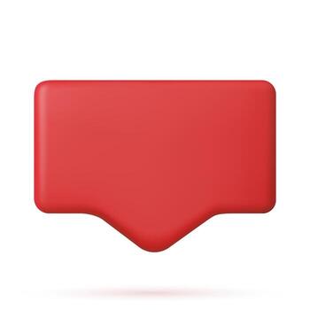 Blank red speech bubble pin isolated on white background 3D rendering. . Social network communication concept. Vector illustration