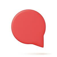 Blank red speech bubble pin isolated on white background 3D rendering. Social network communication concept. Vector illustration