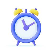 3d Round bell alarm clock icon on white background. Cartoon minimal style. Time-keeping , measurement of time, time management and deadline concept. 3d rendering. Vector illustration