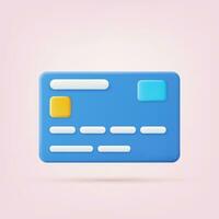 3d rendering credit card icon. Concept of Banking Operation. Financial transactions, payments, online banking, money transfers. minimal cartoon style Credit Card icon vector