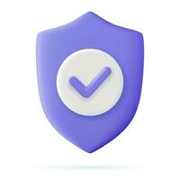 3d Shield protected icon with check. Security, guaranteed icon. Vector illustration