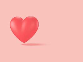 3D rendering Red heart on pink background. Valentine Day. heart icon, like and love. Vector illustration