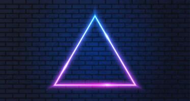 Neon frame for your design. neon Pyramid lights sign. abstract neon background for signboard or billboard. Geometric glow outline shape or laser glowing lines. Vector illustration.