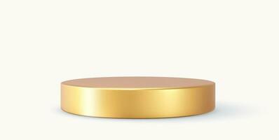 3d gold round podium with shadow. vector