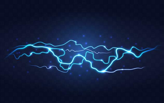 Abstract Blue Lightning on Black Background. Blitz Lightning Thunder Light Sparks Storm Flash Thunderstorm. Power Energy Charge Thunder Shock