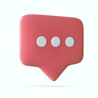 Blank speech bubble pin isolated on background 3D rendering. Social network communication concept. 3d render. Vector illustration