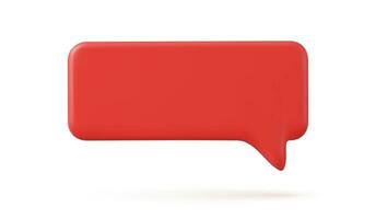 Blank red speech bubble pin isolated on white background 3D rendering. Social network communication concept. Vector illustration