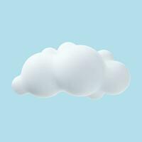 3d realistic simple clouds isolated on blue background. Render soft round cartoon fluffy clouds icon in the sky. Vector illustration