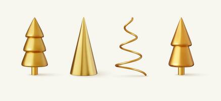 3d Set of different style Christmas tree cone. vector