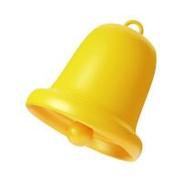 Notification 3D icon. Cute yellow bell. 3D Model render for design. Email web symbol, mobile phone app, template, copy space. Vector illustration