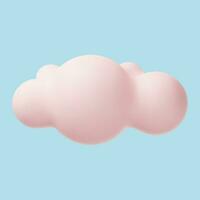 3d pink realistic simple clouds isolated on blue background. Render soft round cartoon fluffy clouds icon in the sky. Vector illustration