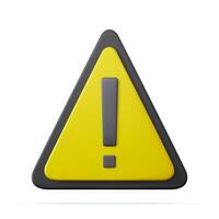 3d Hazard warning attention sign with exclamation mark symbol. Realistic yellow triangle warning sign. vector