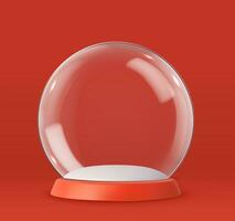 3d Empty snow glass ball with red tray vector