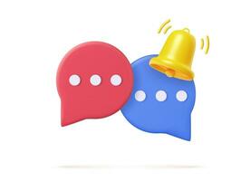 3d Notification bell on speech bubble with text vector