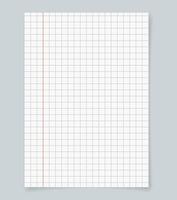 school Blank realistic cell lined notebook with shadow. dairy or organizer mockup or template for your text. vector illustration.