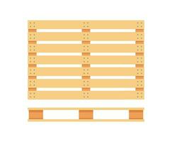 Wooden pallet icons. Cartoon wood pallet isolated on white. Top view, front and side view. Vector illustration in flat style