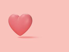 3D rendering Red heart on pink background. Valentine Day. heart icon, like and love. Vector illustration