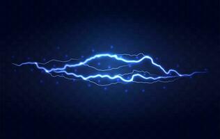 Lightning flash effect. Realistic electric lightning, Abstract background in the form of lightning. A powerful charge causes many sparks. Power of nature. vector