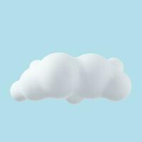 3d realistic simple clouds isolated on blue background. Render soft round cartoon fluffy clouds icon in the sky. Vector illustration