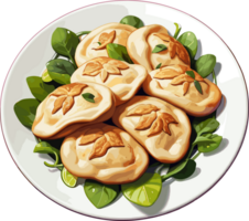AI generated Gyoza Food on Plate Clip Art png