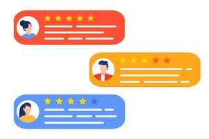 User reviews and feedback concept. User reviews online. Customer feedback review experience rating concept. User client service message. Vector illustration in flat style